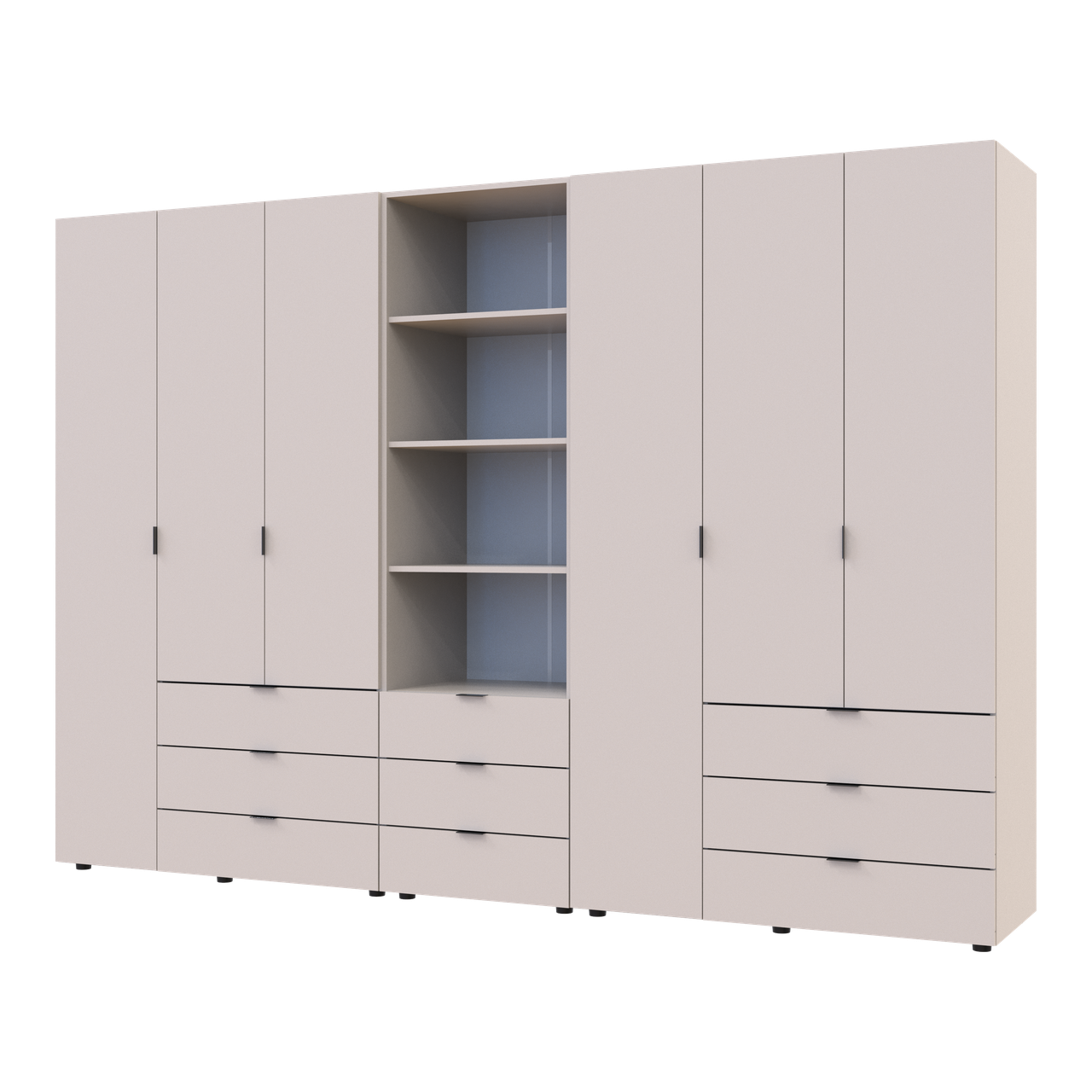 Шафа для одягу Doros Гелар Кашемір 3+3ДСП з пеналом 292.4х49.5х203.4 (42005178)