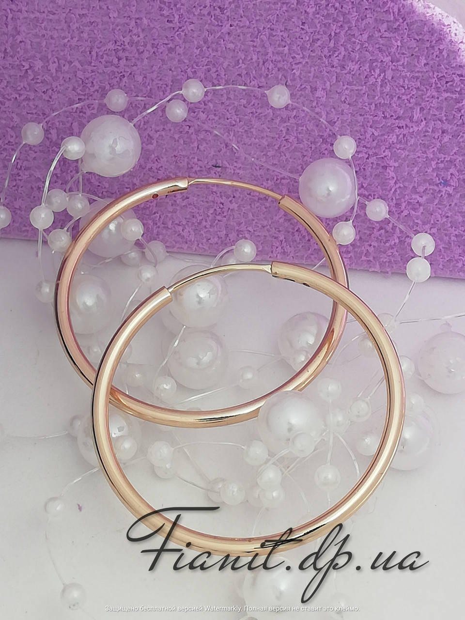 

Серьги кольца 3,5 см Xuping медицинское золото, позолота 18к
