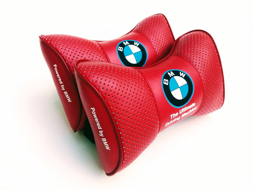 

Подушка на подголовник в авто BMW красная 1шт., Красный