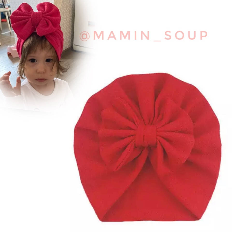 

Красивая шапочка с бантом, червона Чалма солошка тюрбан легка шапочка детская, Красный