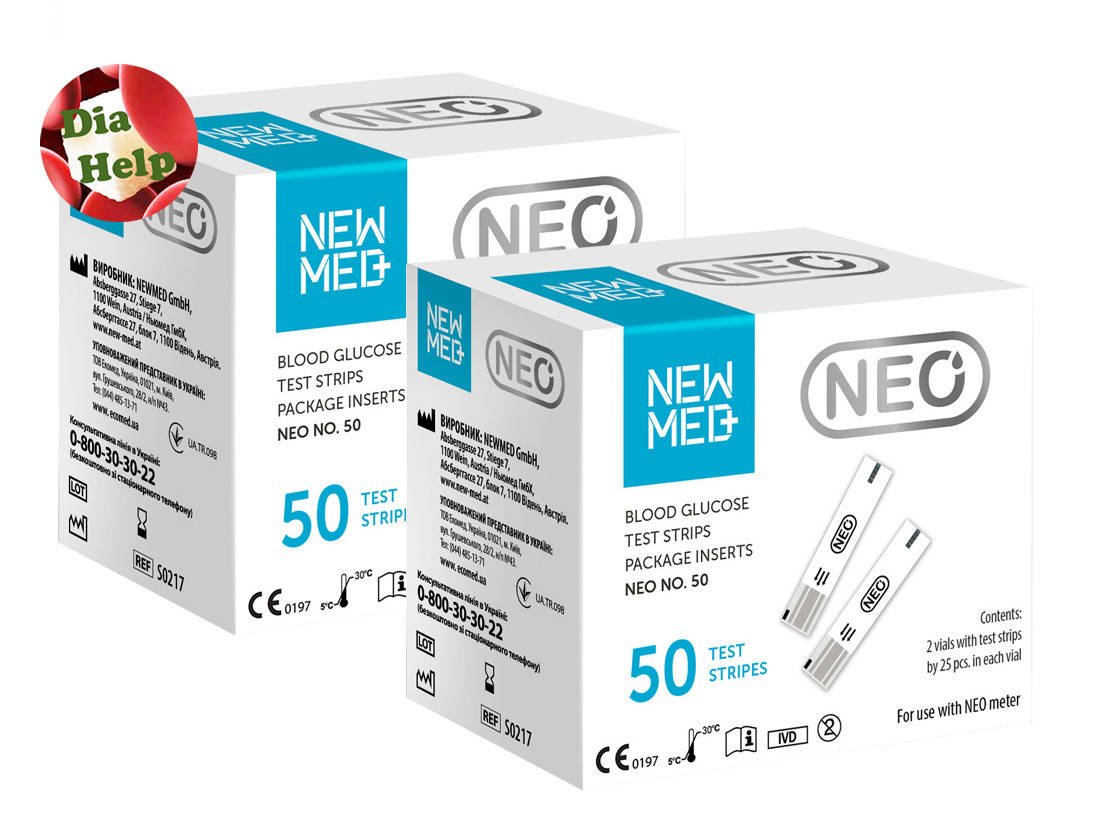 

Тест-полоски НьюМед НЕО (NewMed Neo) 2 упаковки - 100 штук