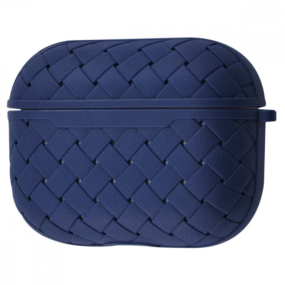 

Чехол для Apple AirPods Pro плетенная кожа. Цвет: синий