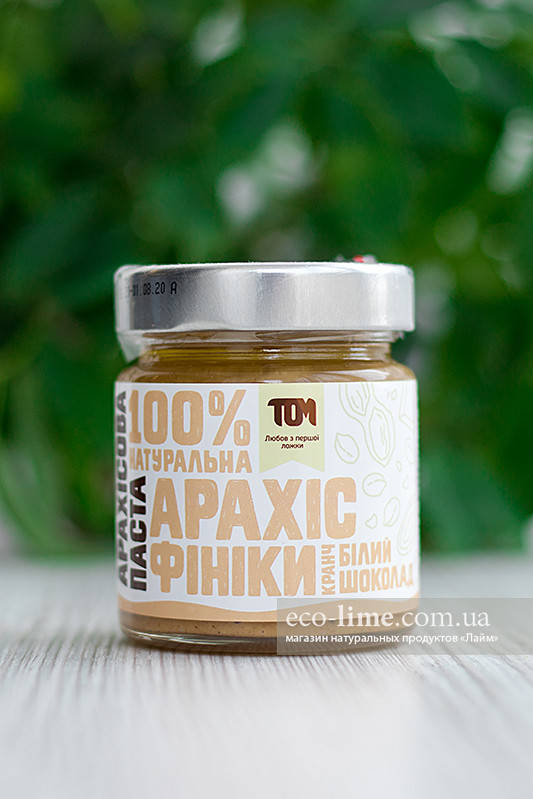 

Арахисовая паста ТОМ с белым шоколадом и финиками