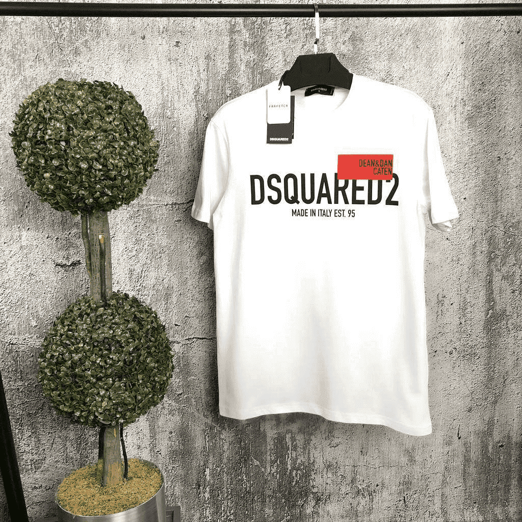 

Мужская брендовая футболка Dsquared2 белого цвета с принтом S