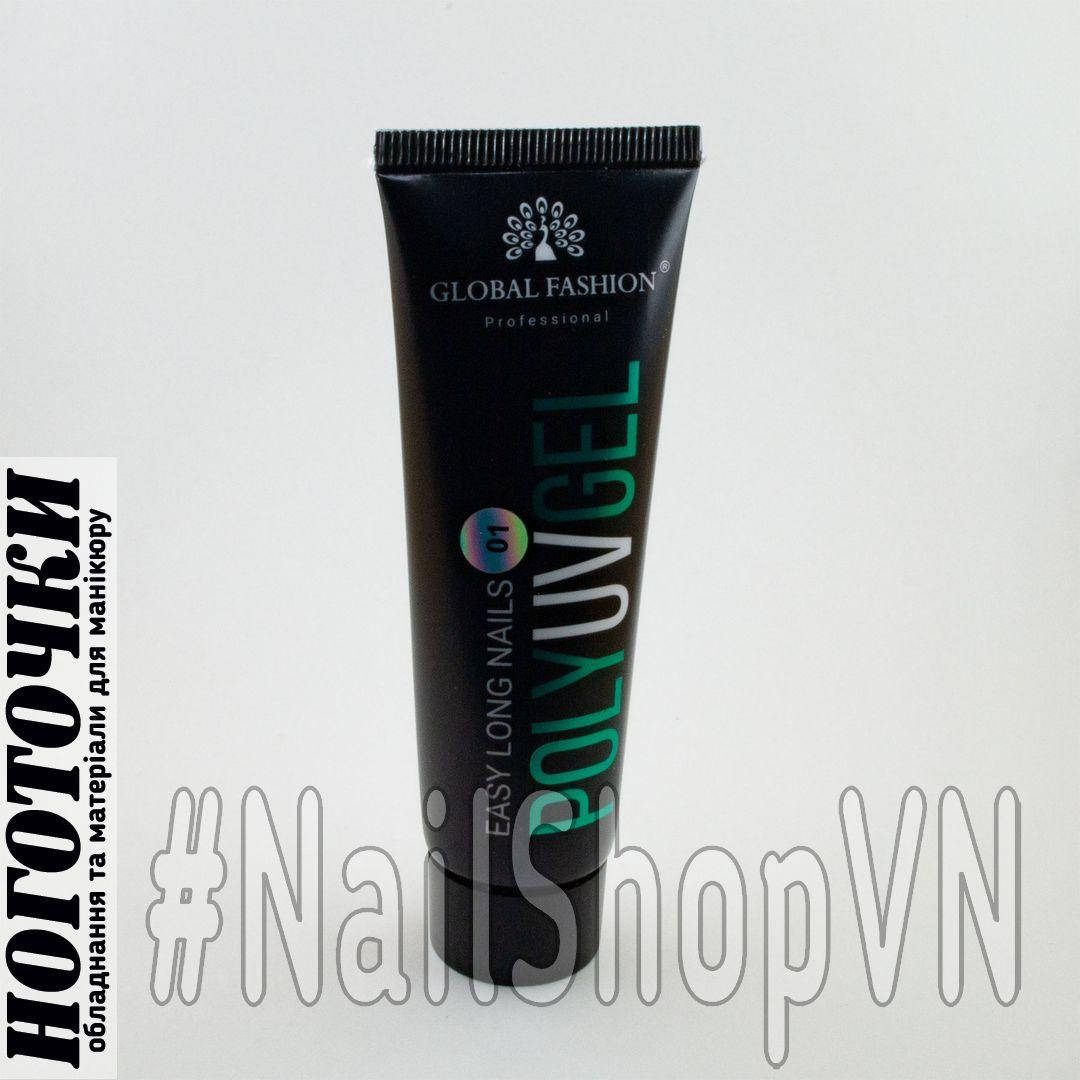 

Полигель Global Fashion Poly Uv Gel Black with Shimmer 30ml, Черный