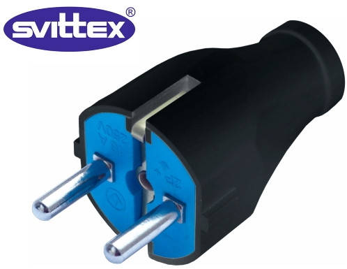 

Вилка электрическая SV-105Ч с заземлением з/к прямая черная SVITTEX