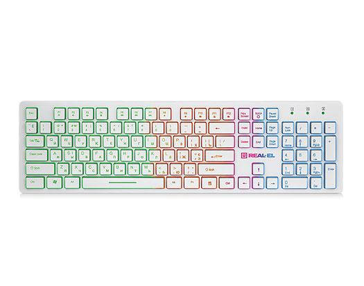 

Клавиатура REAL-EL Comfort 7070 Backlit USB белая с подсветкой, Белый