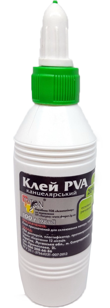 

Клей ПВА канцелярський, 100 г (25%)