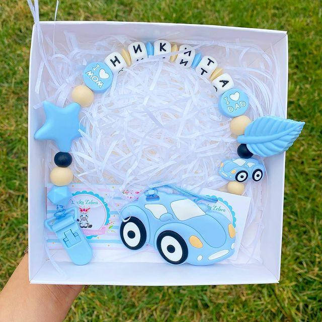 

Грызунок именной силиконовый для мальчика прорезыватель 0+