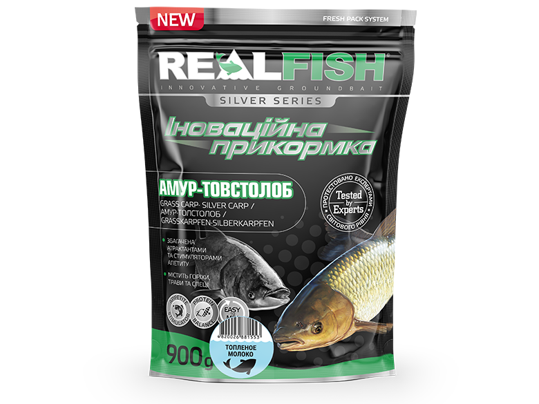 

Прикормка Real Fish амур-толстолоб топленое молоко