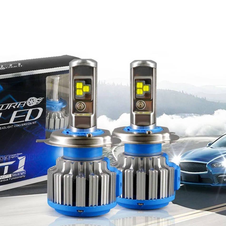 

Комплект автомобильных LED ламп T1 H4 с куллером Светодиодные лампы головной свет для фар 50W MND