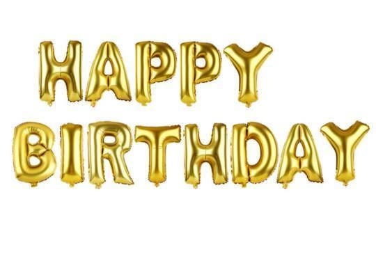 

Набор шаров "Happy Birthday" 40 см (16 дюймов) - ЗОЛОТО