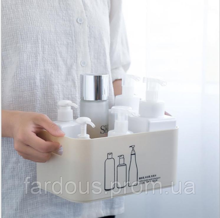 

Органайзер пластиковый многофункциональный 23*15,5*12,5 см корзинка без крышки, Розовый