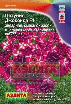 

Семена Петуния Джоконда F1 Звездная смесь окрасок многоцветковая стелющаяся каскадная 7 семян Аэлита, Пурпурный