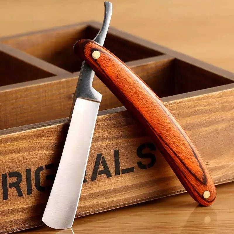 

Опасная бритва Qshave из высокоуглеродистой стали и деревянной ручкой