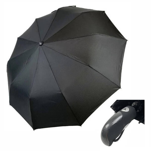 

Мужской зонт полуавтомат складной 10 карбоновых спиц антиветер купол 100 см Черный Max 261