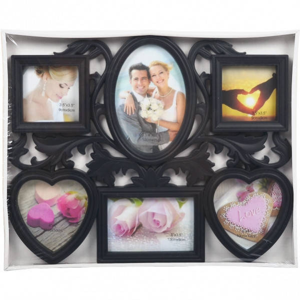 

Фоторамка-коллаж черная на 6 фотографий KF-8 42*26*2см