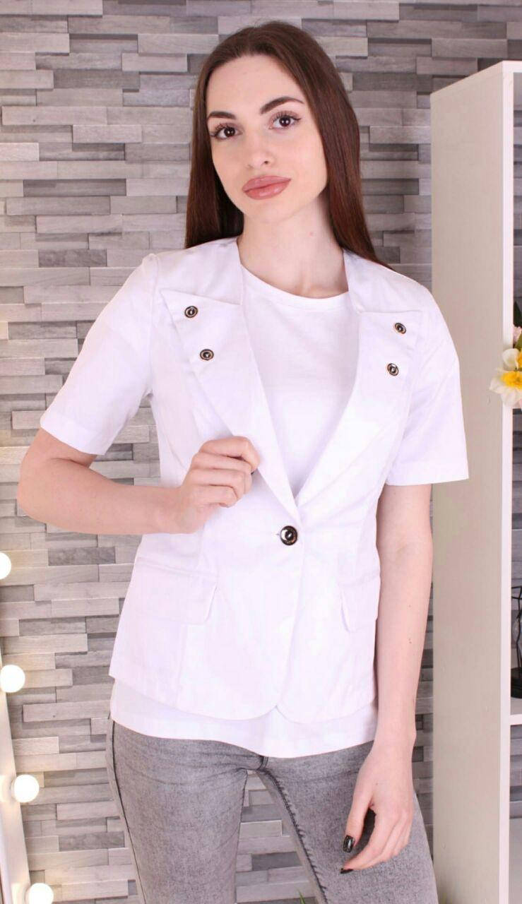 

Женский пиджак с коротким рукавом белый 542 48
