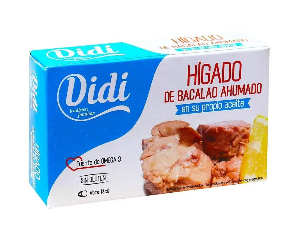 

Печень Трески Копченая Didi Higado de Bacalao de Ahumado без глютена 100 г Испания