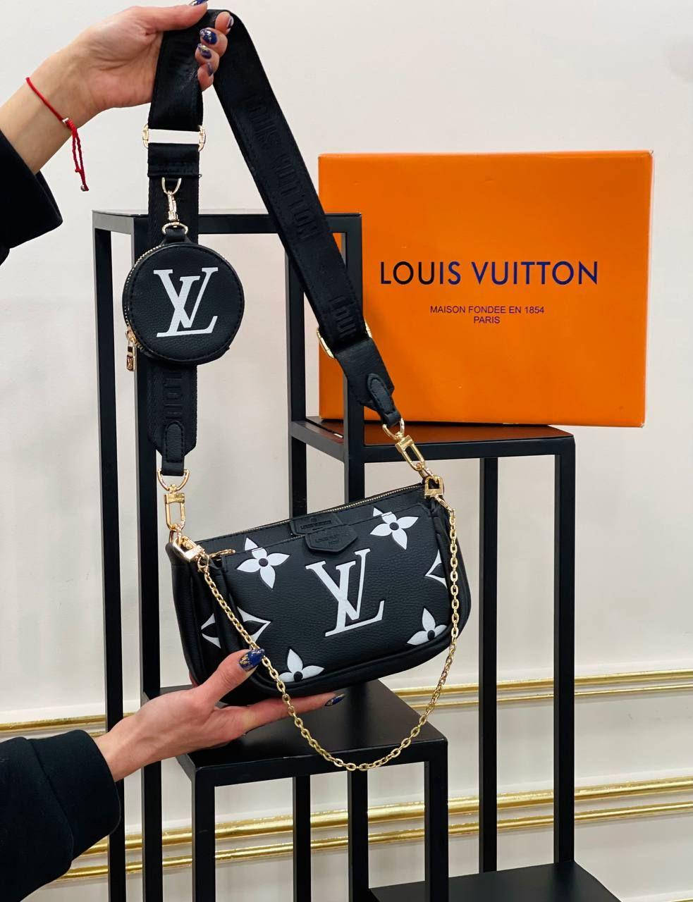 

Сумка черная женская Louis Vuitton Multi Pochette 3в1 Люкс качество Клатч Сумочка Луи Витон Кросс-боди, Черный