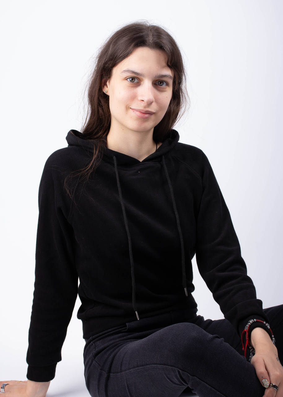 

Худи женское однотонное с капюшоном, черное M, Черный