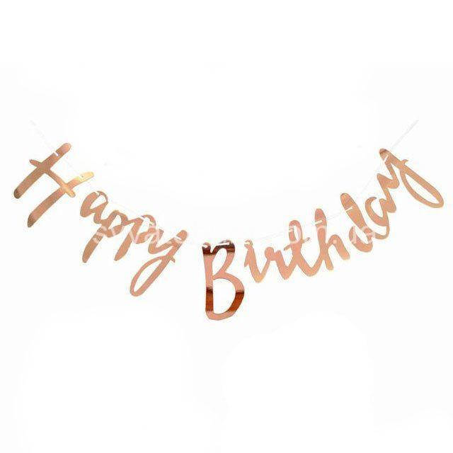 

Гирлянда буквы "Happy Birthday" розовое золото розпись
