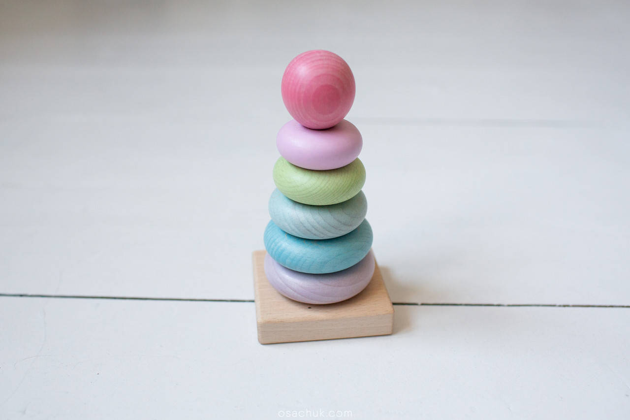 

Детская игрушка. Пирамида крашеная, 7 елементов. Экопродукт. 7х15см