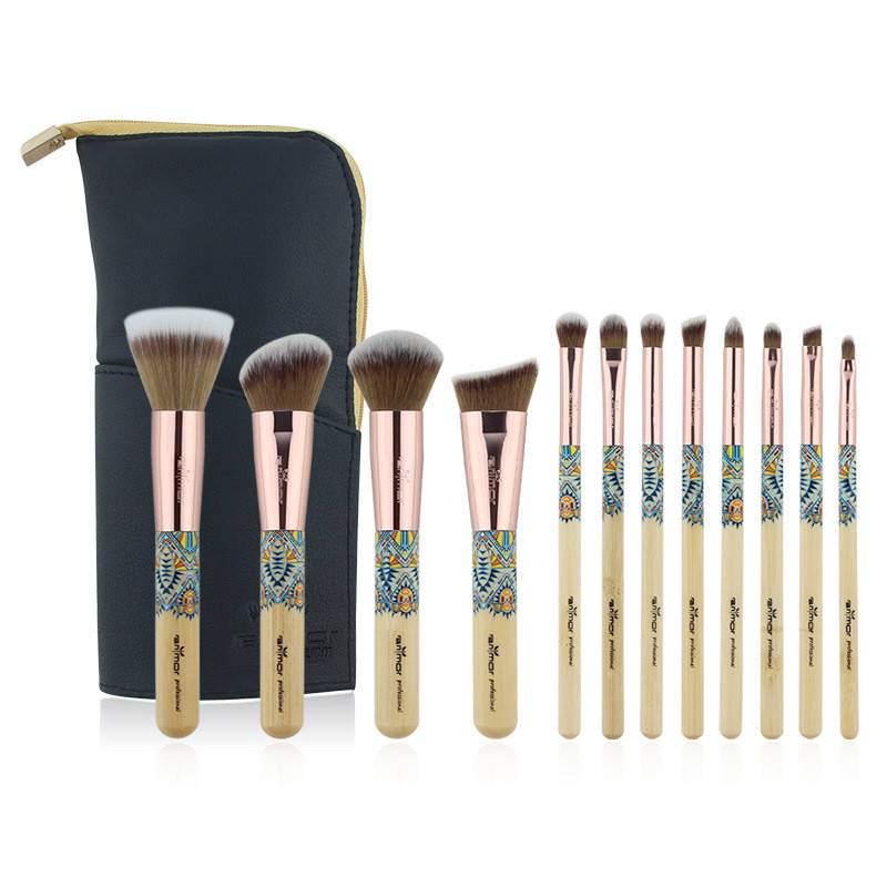 

Набор кистей для макияжа профессиональный ANMOR Professional makeup brush set Indian бежевый (12шт)