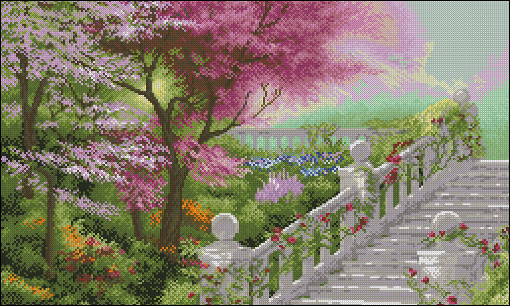 

Схема для вышивания бисером или нитями на габардине Цвет сакуры С-218