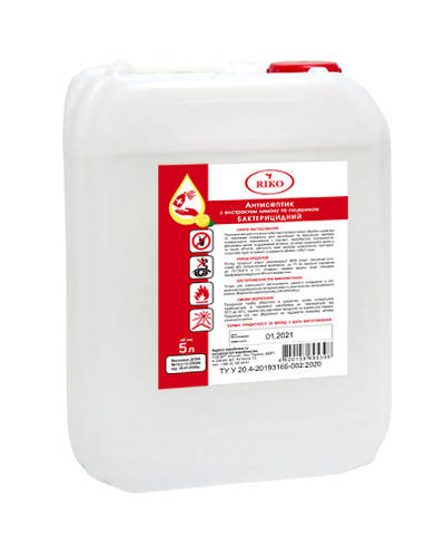 

Антисептик для дезинфекции рук и поверхностей с экстрактом лимона и глицерином 5000 мл Riko