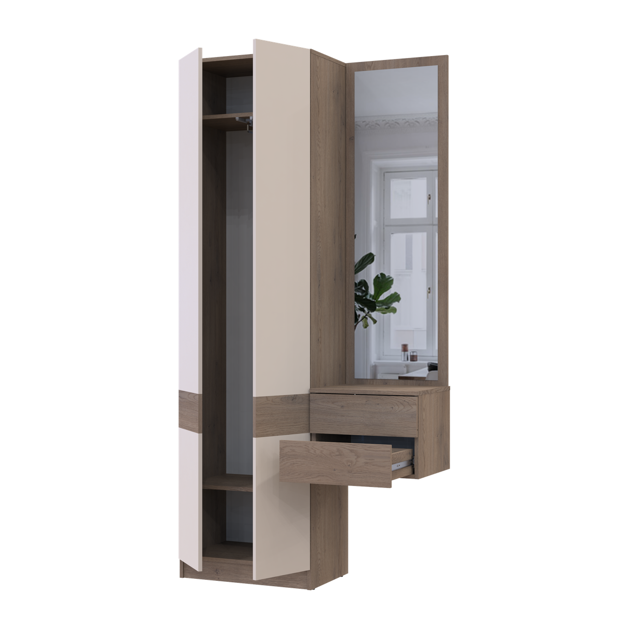 Передпокій Doros Сола 1+2 Канноло/Кашемір ДСП / дзеркало 105х40х215 (42005232) 2