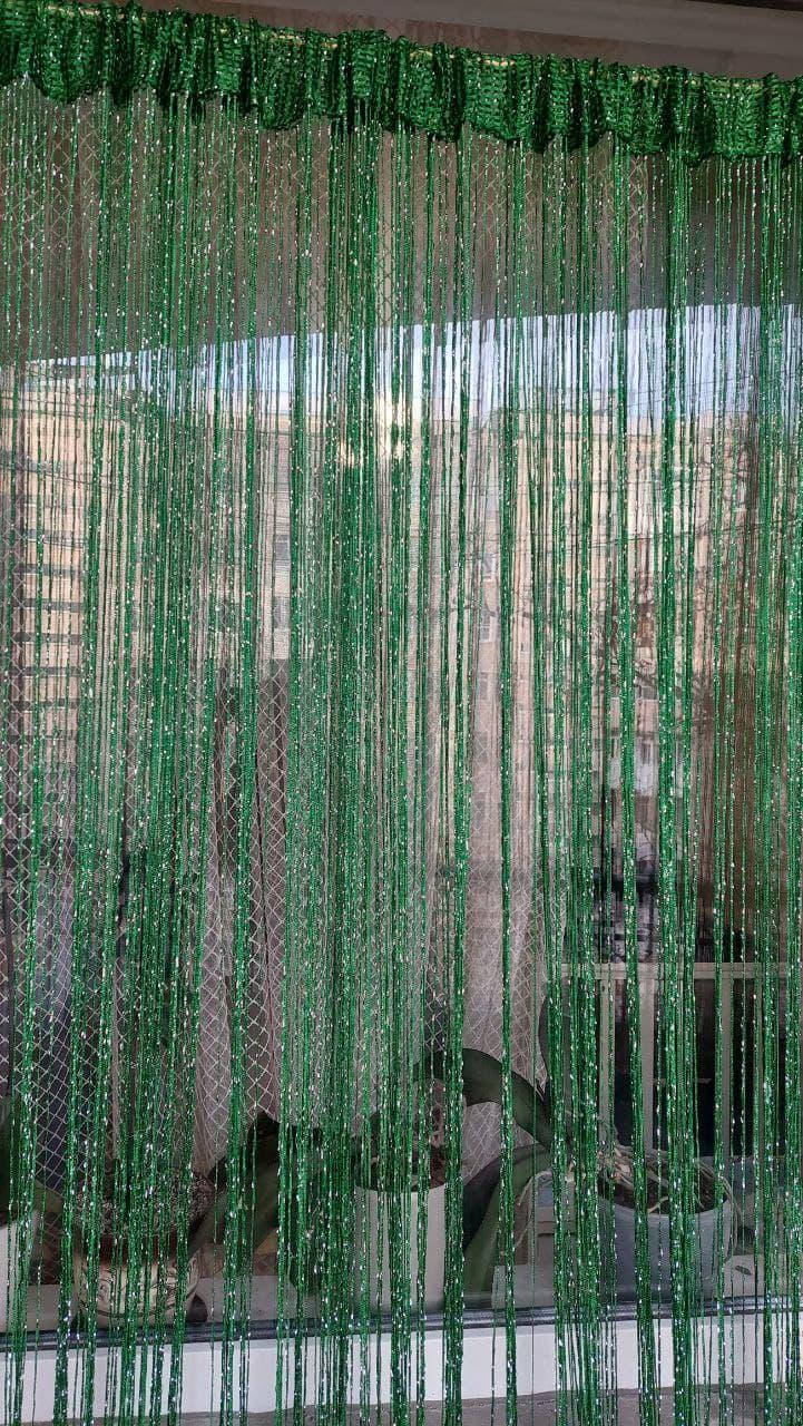 

Шторы нити кисея с люрексом однотонные № 211 изумрудный зеленый 3 м на 2.8 м более 50-ти расцветок, Зелёный