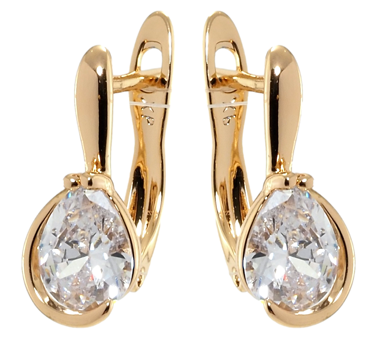 

Серьги XP Позолота 18К английский замок "Каплевидные фианиты"