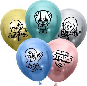 

Латексный шарик КНР 12"(30 см) ХРОМ Brawl Stars / Бравл старс №2, Разные цвета