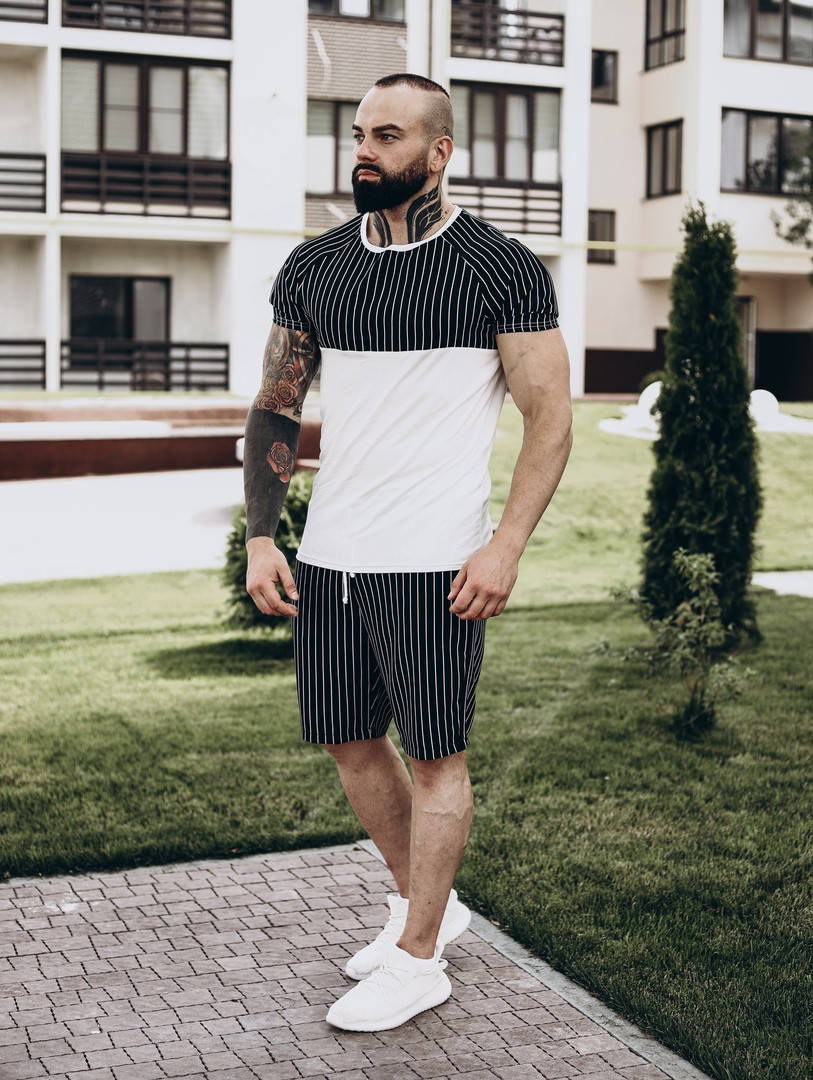 

Мужской Летний комплект ASOS футболка+шорты (Черный)