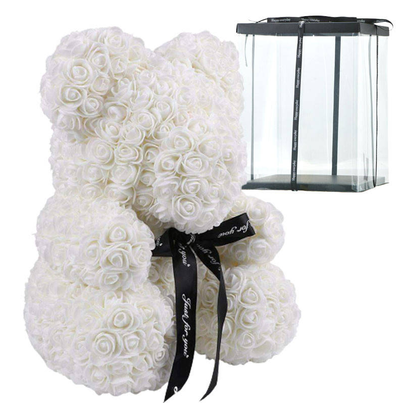 

Мишка из роз Teddy Flower 25 см Белый + Подарочная коробка / Мишка Тедди из 3D роз