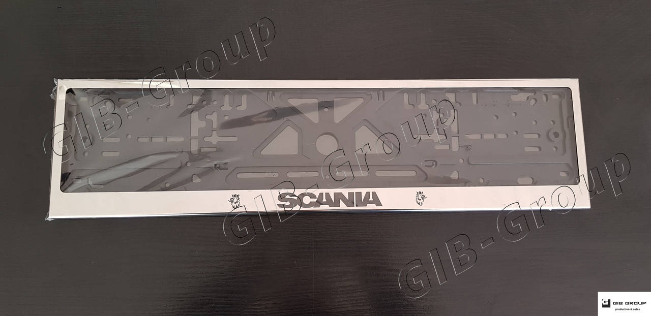 

Рамка номерного знака с надписью и логотипом "Scania"