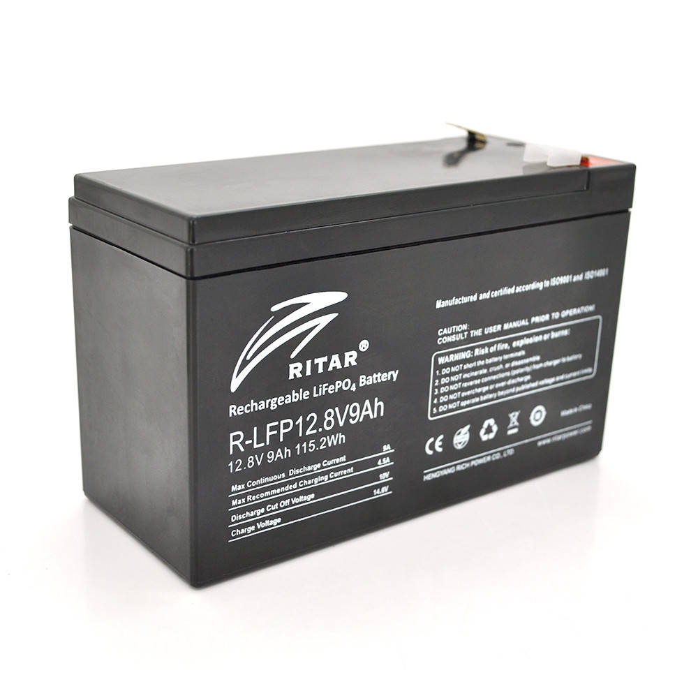 

Аккумуляторная батарея Ritar LiFePO4 12,8V 9Ah (115,2Wh) ( 150 x 65 x 95 (100) Q10