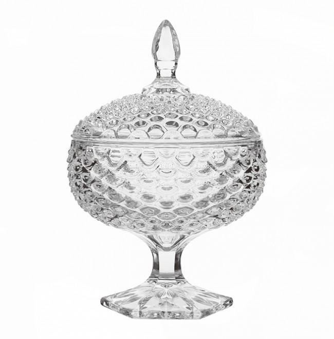 

Стеклянная конфетница с крышкой под хрусталь 25 см в подарочной упаковке (5442)