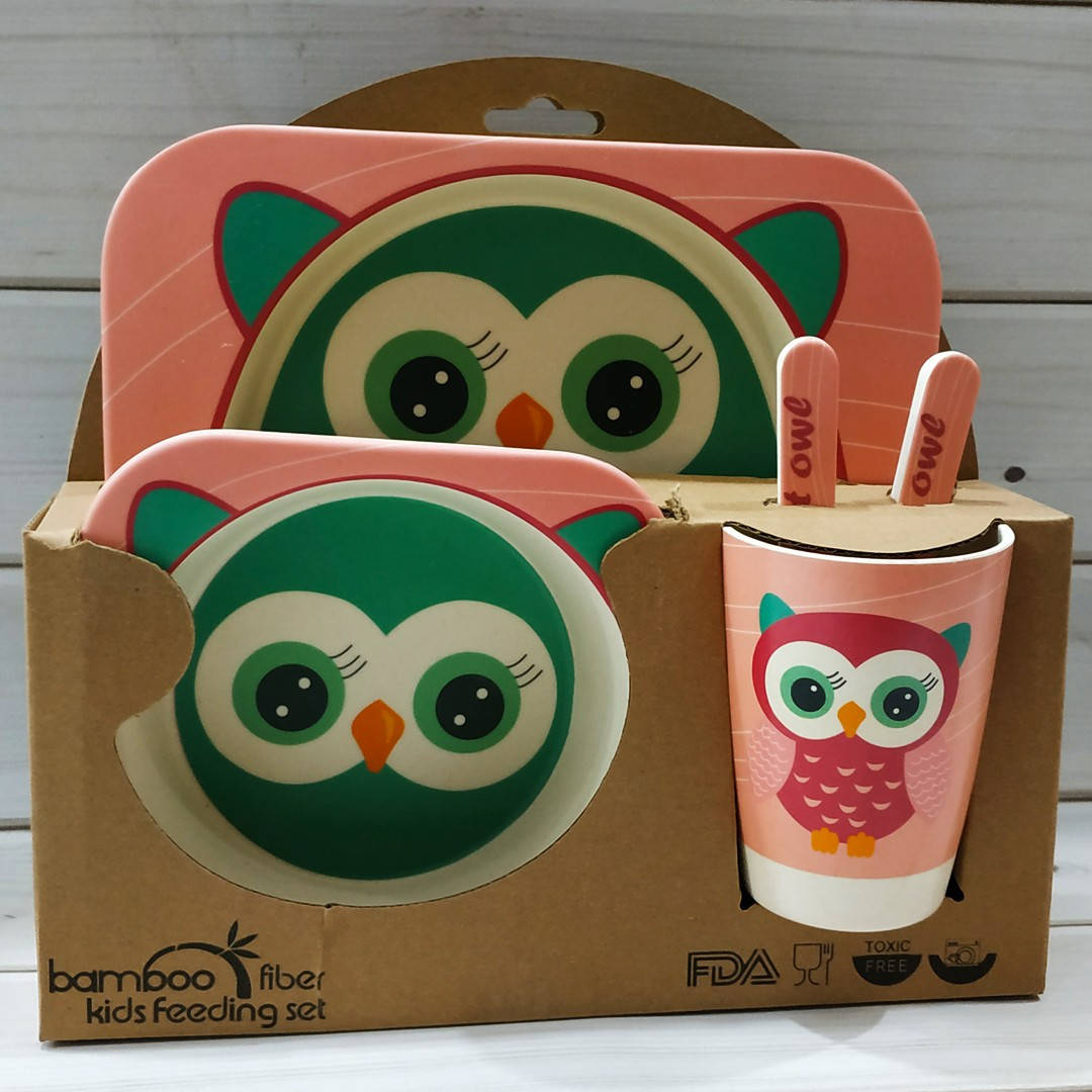 

Детская посуда из бамбукового волокна Bamboo Baby зеленая сова, Зелёный