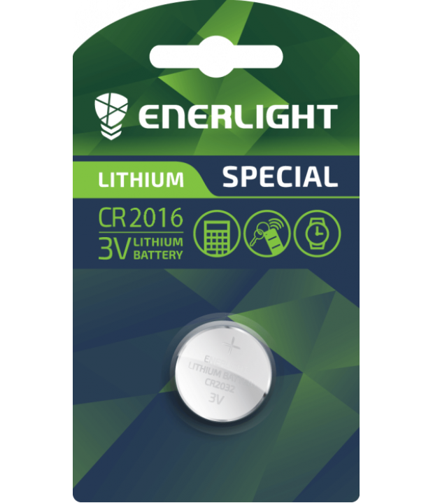 

Батарейка литиевая Enerlight CR2016 Lithium 3V дисковая таблетка