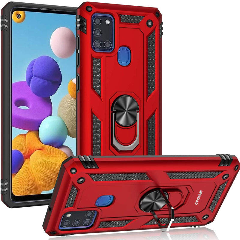 

Чехол с кольцом протиударний Samsung A21s чохол броня самсунг а21с красный