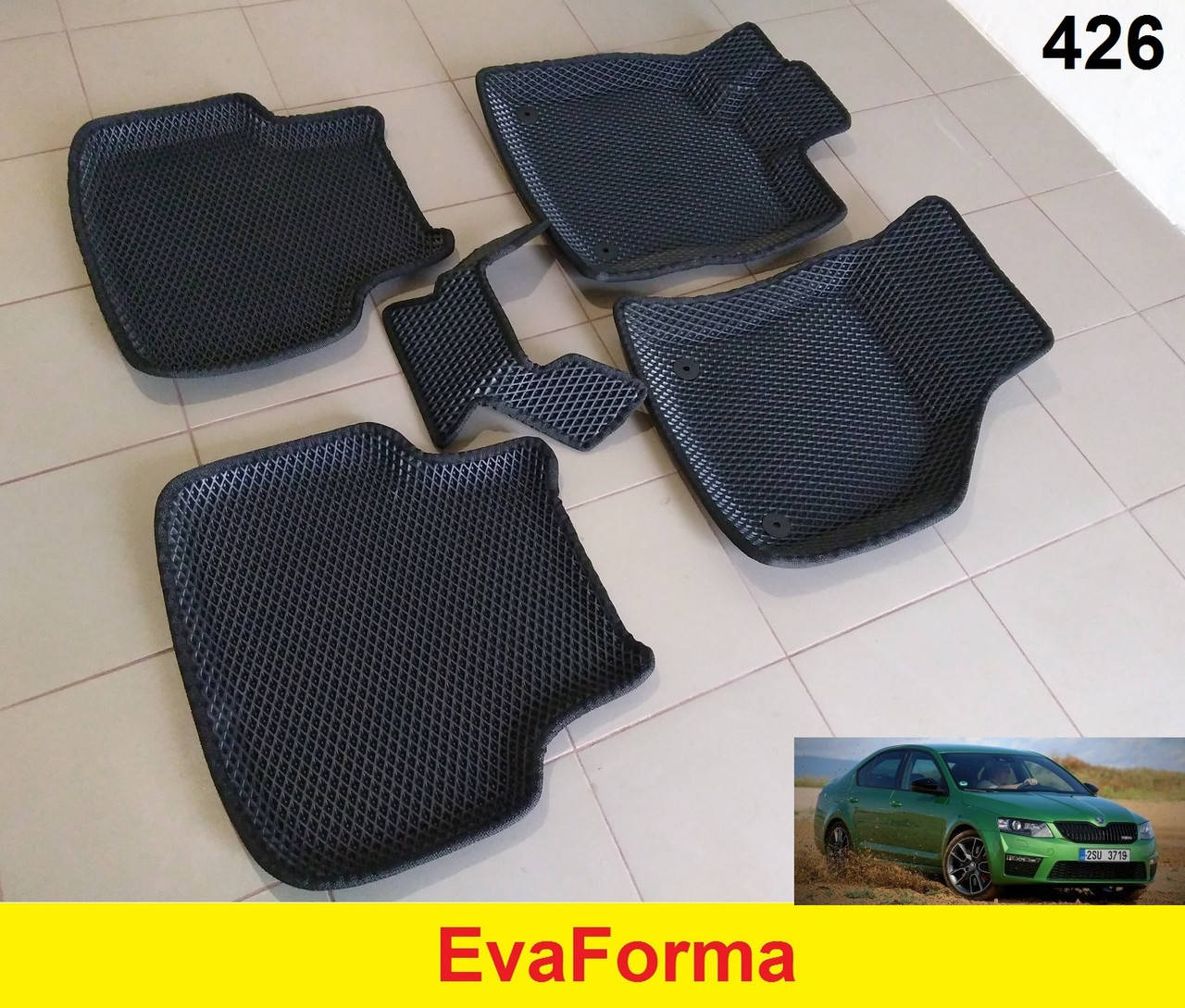 

3D коврики EvaForma на Skoda Octavia A7 '13-20, коврики ЕВА, Черный