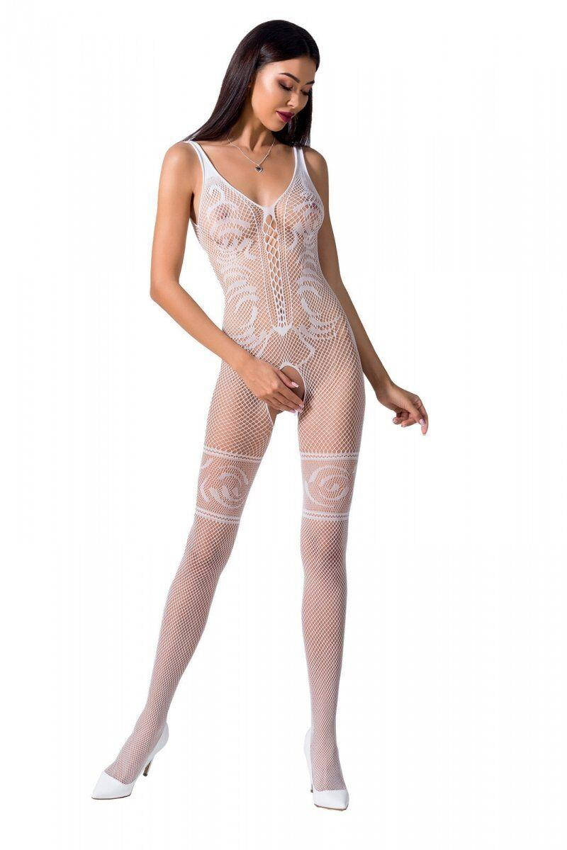 

Бодистокинг Passion BS069 white, комбинезон, имитация чулок и боди (AS), Белый