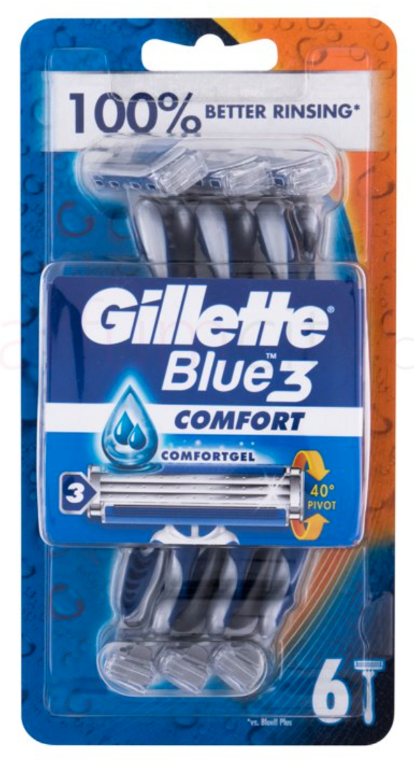 

Набор одноразовых станков Gillette Blue3 6 шт, Синий