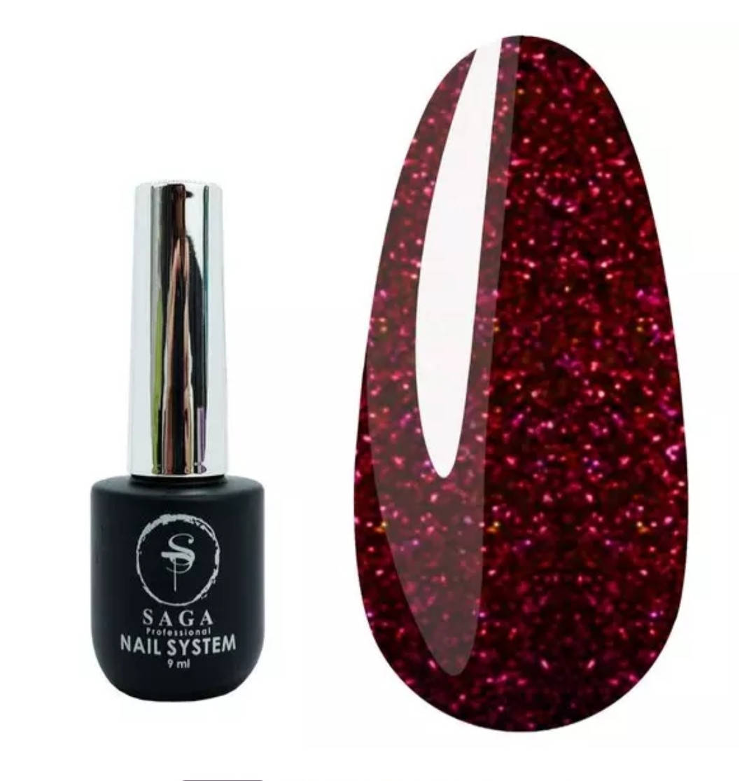 

Гель-лак Saga Fiery Gel №25 красно-розовый светоотражающий 9 мл