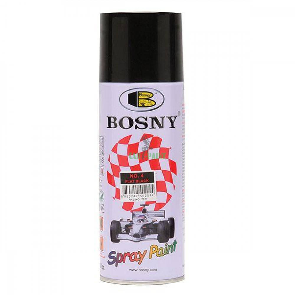 

Акриловая спрей-краска BOSNY №4 Flat black (чёрный матовый), 400мл, Черный