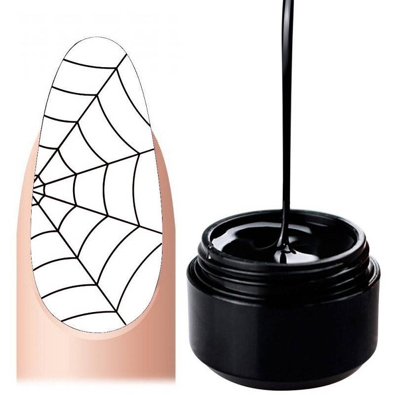 

Гель-краска паутинка для дизайна ногтей Spider gel 8 мл, черная, Черный