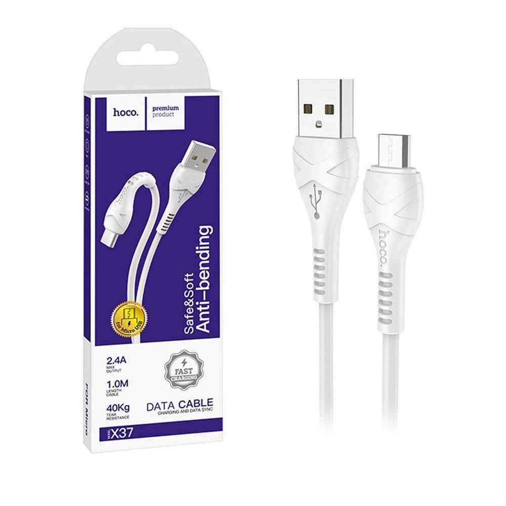 

Кабель microUSB Hoco X37 Cool Power 1м (2.4A), Белый