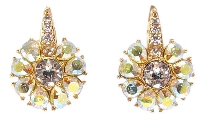 

Серьги ХР Позолота 18K с кр-ми Swarovski английский замок "Цветок с кристаллом Jonquil AB и цирконием"